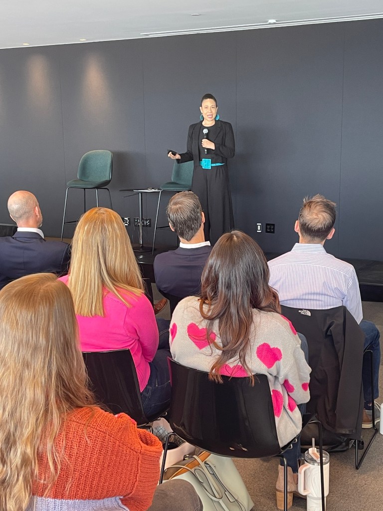 Karlyn Kieffer facilitating a leadership and management workshop for a SaaS company